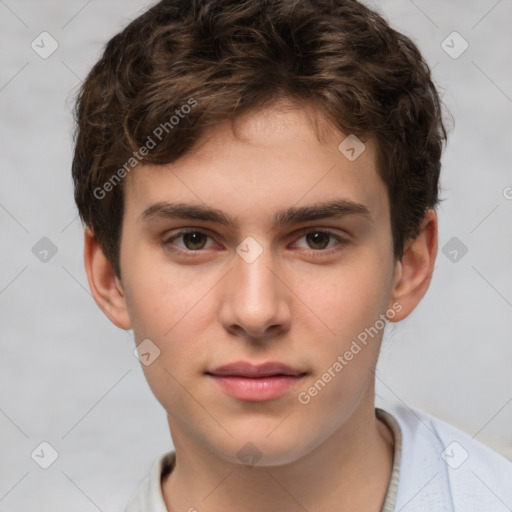 Neutral white child male with short  brown hair and brown eyes