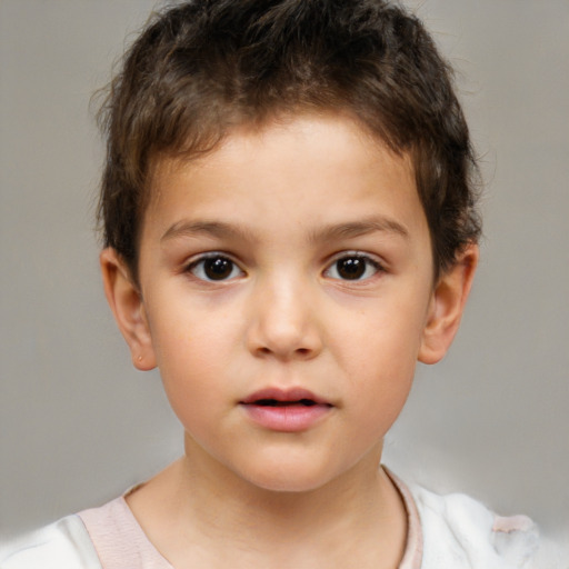 Neutral white child male with short  brown hair and brown eyes