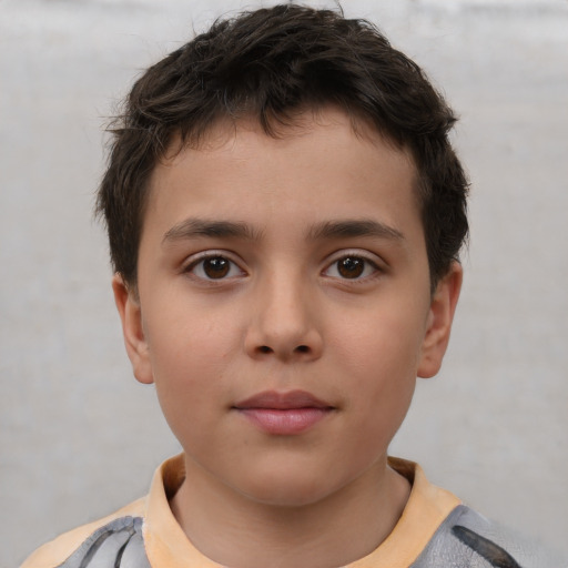 Neutral white child male with short  brown hair and brown eyes