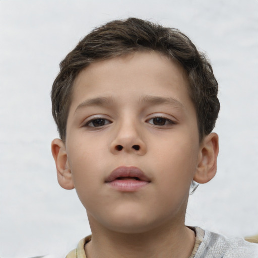 Neutral white child male with short  brown hair and brown eyes