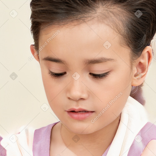 Neutral white child female with medium  brown hair and brown eyes