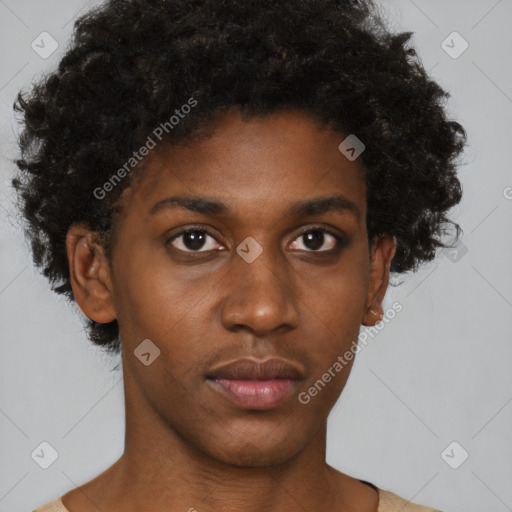 Neutral black young-adult male with short  brown hair and brown eyes