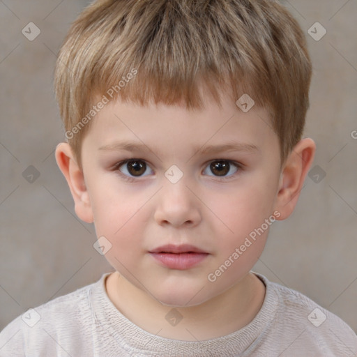 Neutral white child male with short  brown hair and brown eyes
