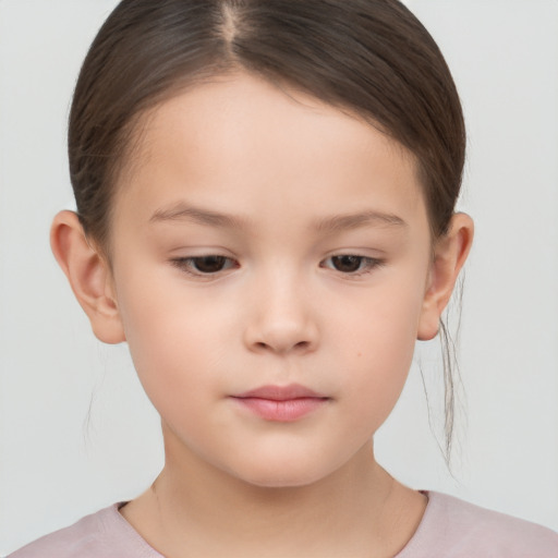 Neutral white child female with short  brown hair and brown eyes