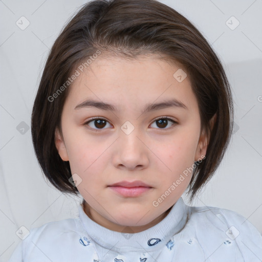 Neutral white child female with medium  brown hair and brown eyes