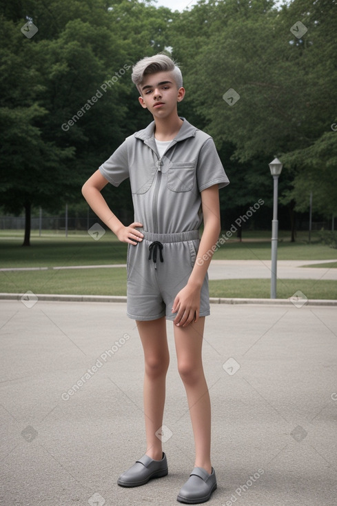 Spanish teenager non-binary with  gray hair