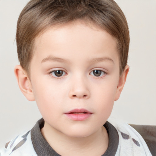 Neutral white child male with short  brown hair and brown eyes