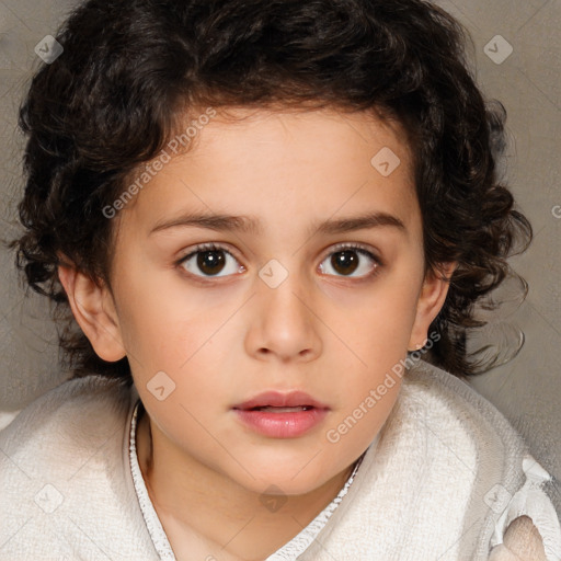 Neutral white child female with medium  brown hair and brown eyes