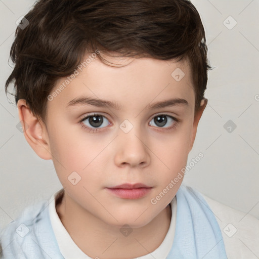 Neutral white child male with short  brown hair and brown eyes