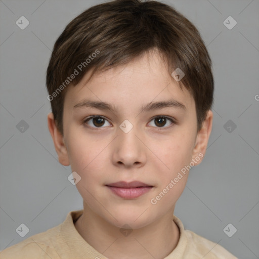 Neutral white child male with short  brown hair and brown eyes