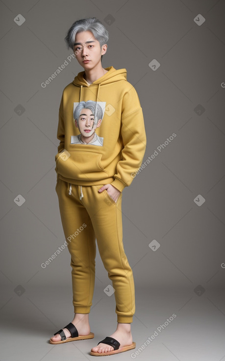 Korean young adult non-binary with  gray hair