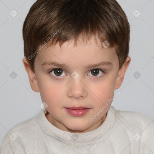 Neutral white child male with short  brown hair and brown eyes