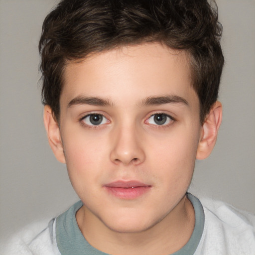 Neutral white child male with short  brown hair and brown eyes