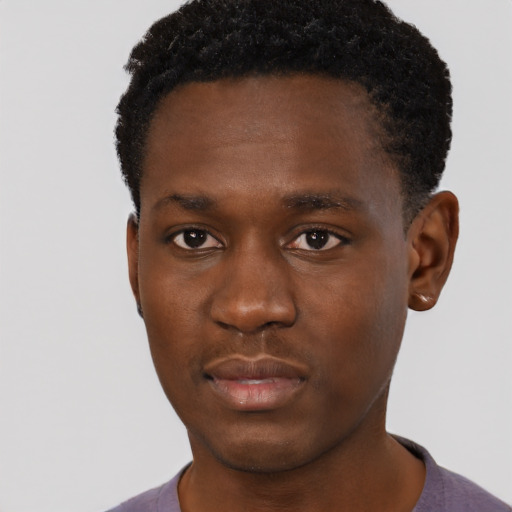 Neutral black young-adult male with short  brown hair and brown eyes