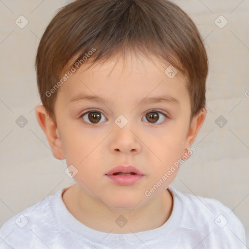 Neutral white child male with short  brown hair and brown eyes