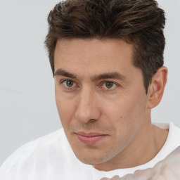 Neutral white adult male with short  brown hair and brown eyes