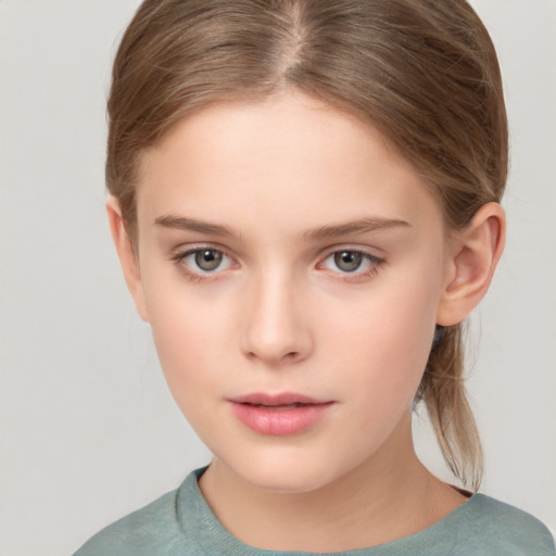 Neutral white child female with medium  brown hair and brown eyes