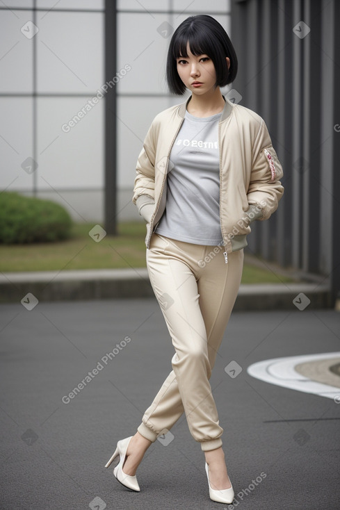 Japanese young adult female with  gray hair