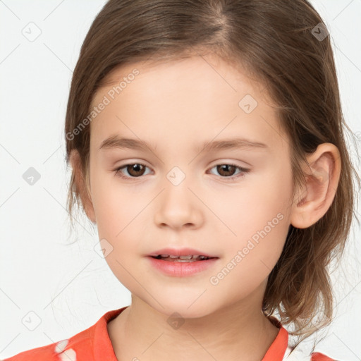 Neutral white child female with medium  brown hair and brown eyes