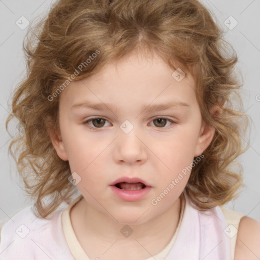 Neutral white child female with medium  brown hair and brown eyes