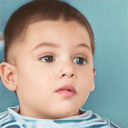 Neutral white child female with short  brown hair and brown eyes