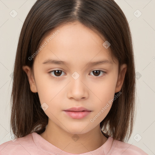 Neutral white child female with medium  brown hair and brown eyes