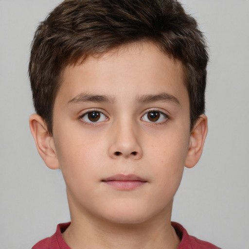 Neutral white child male with short  brown hair and brown eyes