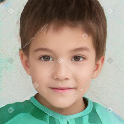 Neutral white child male with short  brown hair and brown eyes