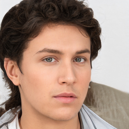 Neutral white young-adult male with medium  brown hair and brown eyes