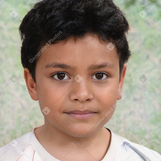 Neutral white child male with short  brown hair and brown eyes