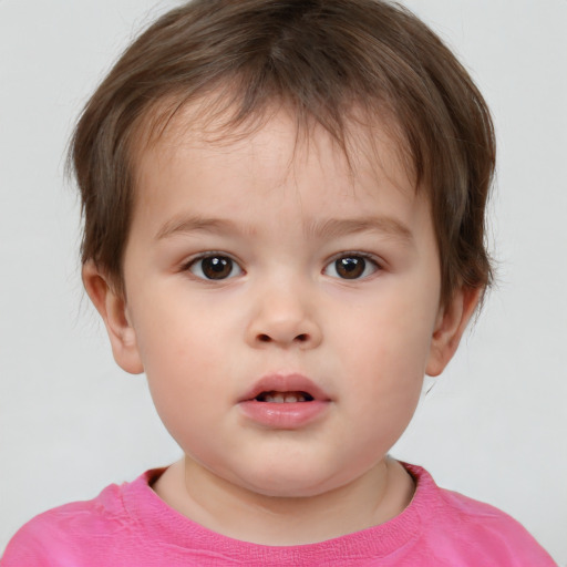 Neutral white child male with short  brown hair and brown eyes