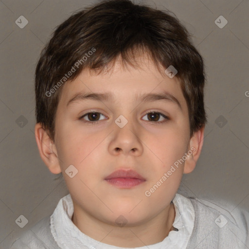 Neutral white child male with short  brown hair and brown eyes