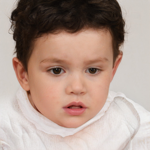 Neutral white child female with short  brown hair and brown eyes