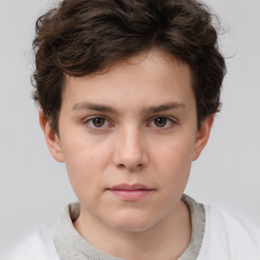 Neutral white child male with short  brown hair and brown eyes