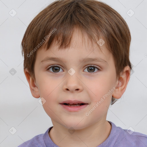 Neutral white child male with short  brown hair and brown eyes