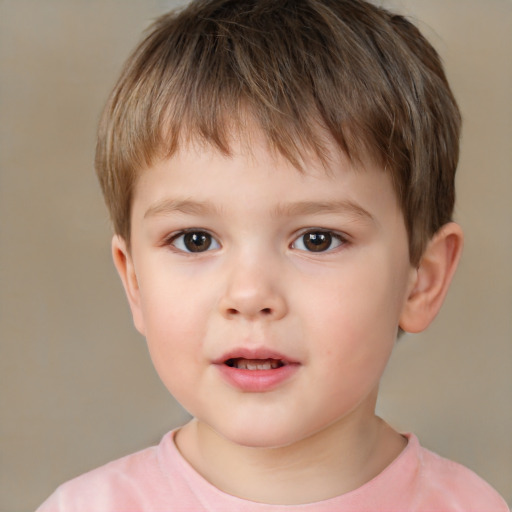 Neutral white child male with short  brown hair and brown eyes