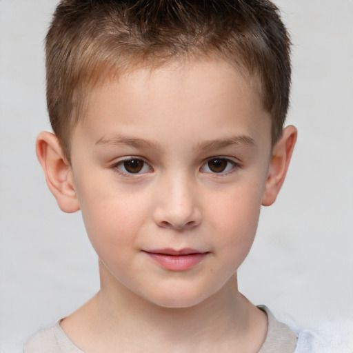 Neutral white child male with short  brown hair and brown eyes