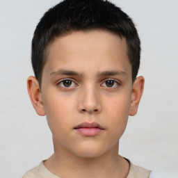 Neutral white child male with short  brown hair and brown eyes