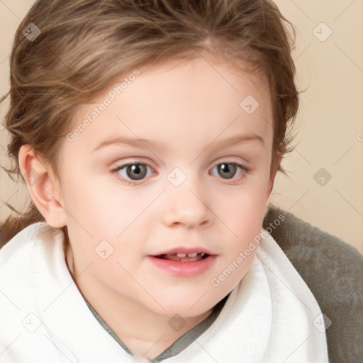 Neutral white child female with medium  brown hair and brown eyes