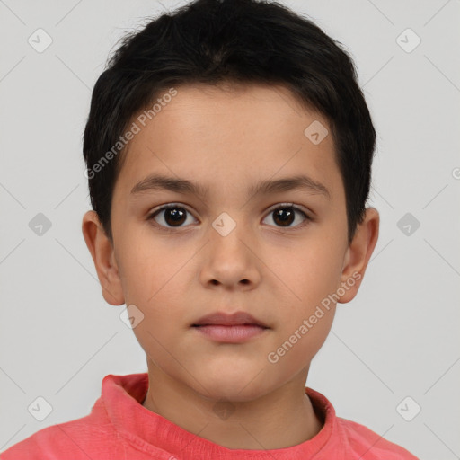 Neutral white child male with short  brown hair and brown eyes