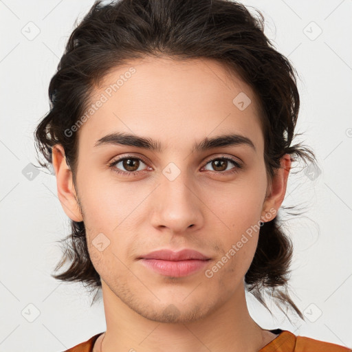 Neutral white young-adult male with medium  brown hair and brown eyes