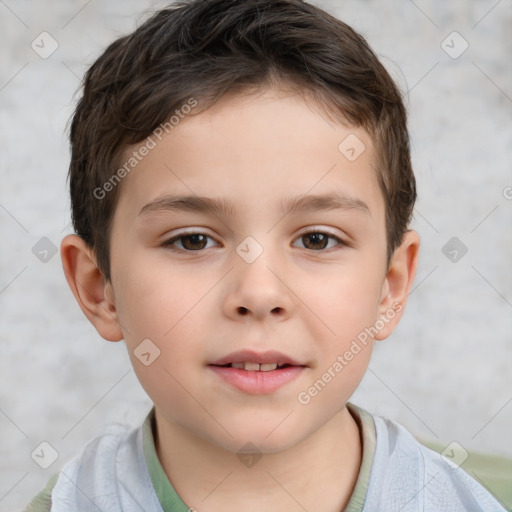 Neutral white child male with short  brown hair and brown eyes