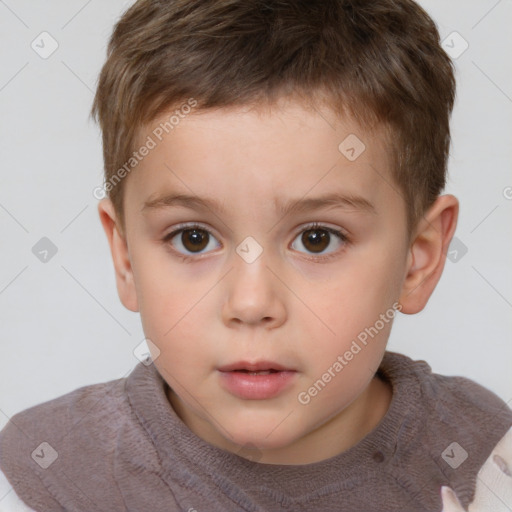 Neutral white child male with short  brown hair and brown eyes