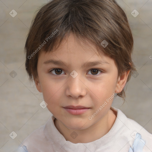 Neutral white child female with medium  brown hair and brown eyes