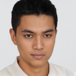 Neutral asian young-adult male with short  brown hair and brown eyes