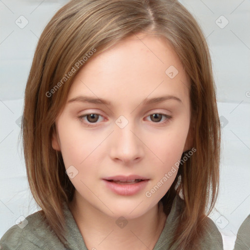 Neutral white child female with medium  brown hair and brown eyes