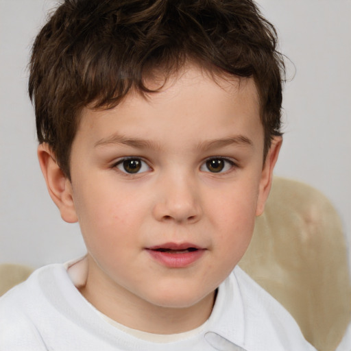 Neutral white child male with short  brown hair and brown eyes