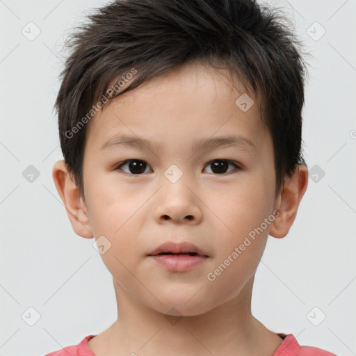 Neutral white child male with short  brown hair and brown eyes