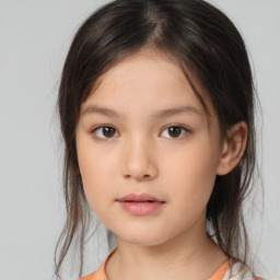 Neutral white child female with medium  brown hair and brown eyes