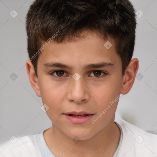 Neutral white child male with short  brown hair and brown eyes